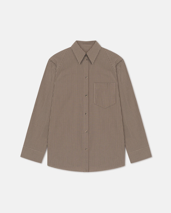 nanushka Arleen - Checked Shirting Shirt - Brown/Creme