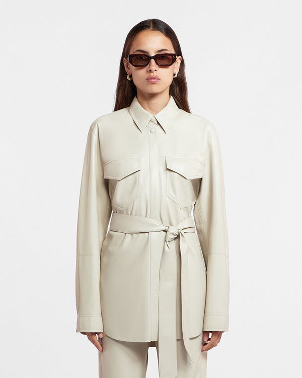 nanushka Artha - Okobor™ Alt-Leather Shirt - Creme