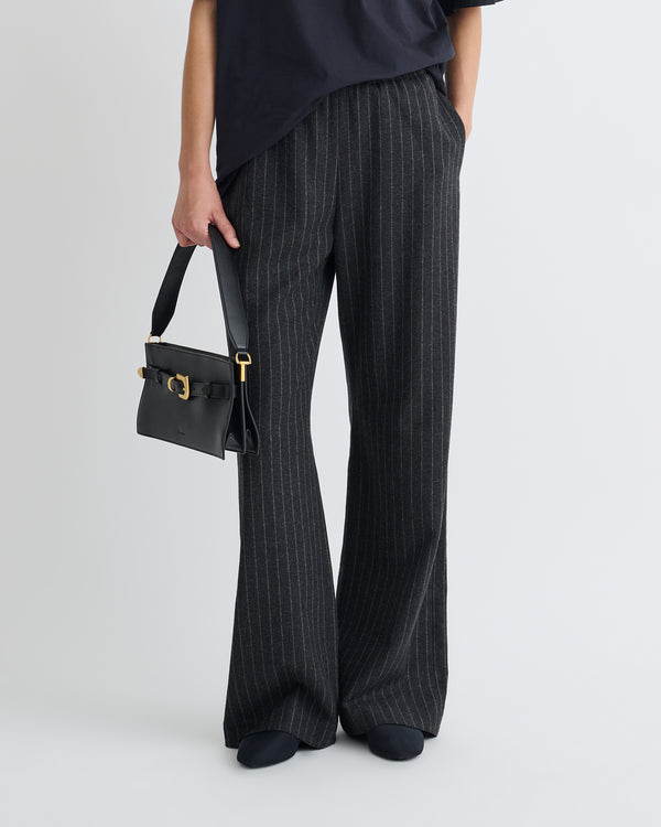 Nanushka Arvenn - Pinstripe Wool Pants - Black/Grey