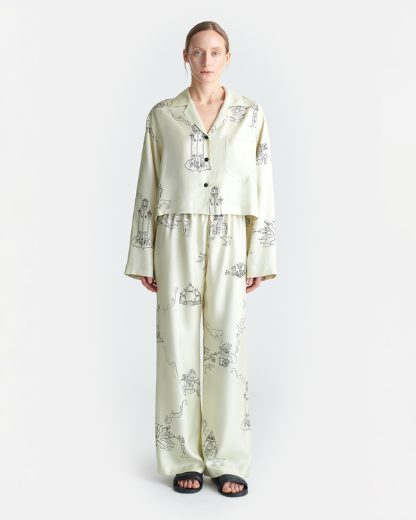 nanushka Brenda - Printed Silk Twill Pants - Folktale