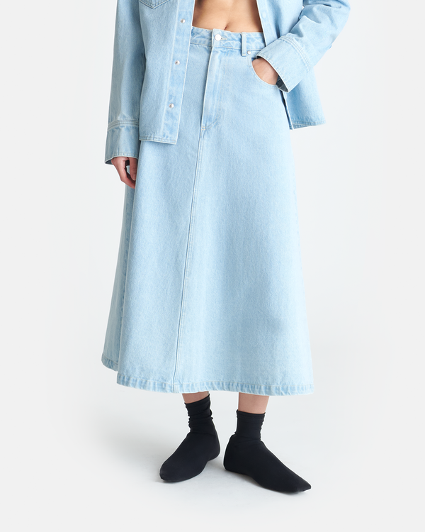 Nanushka Cintia - Denim Midi Skirt - Eco Bleach