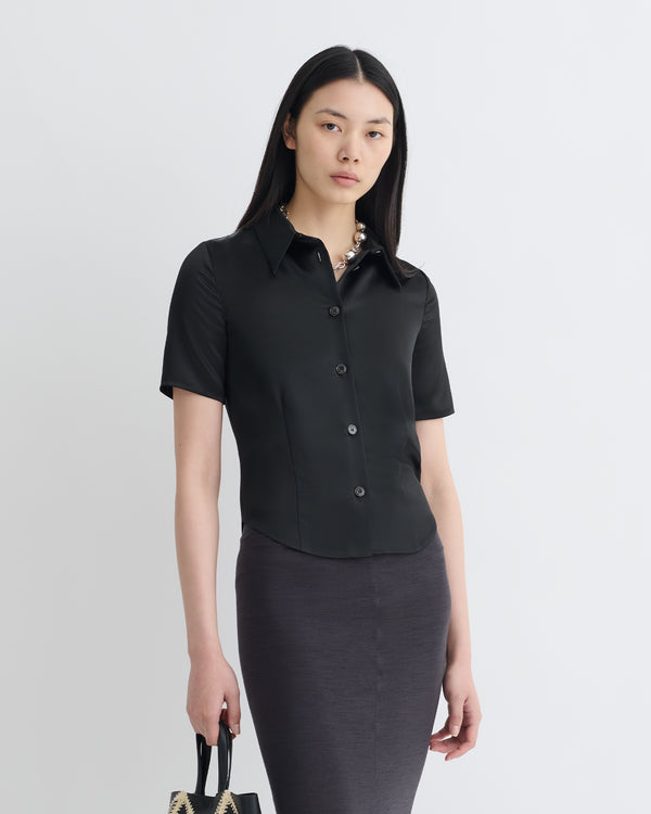 nanushka Clare - Slip Satin Shirt - Black