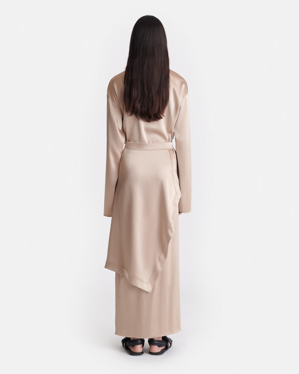 Nanushka Colter - Draped Slip Satin Midi Dress - Dune