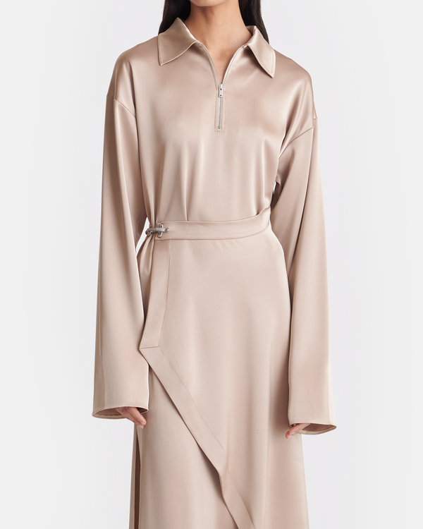 Nanushka Colter - Draped Slip Satin Midi Dress - Dune