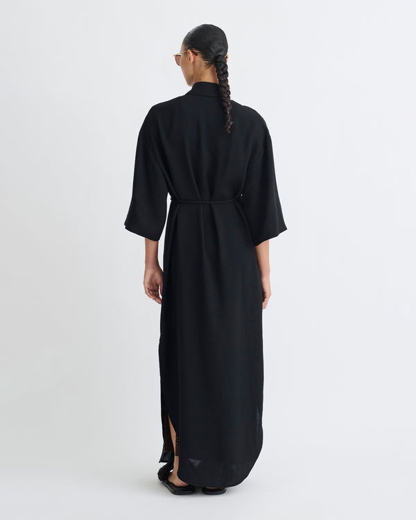 Nanushka Damala - Tech Linen Shirt Dress - Black
