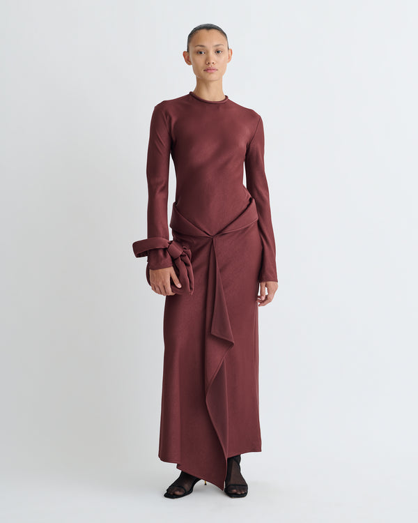 nanushka Diah - Crisp Satin Dress - Mahogany