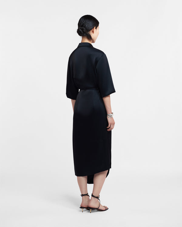 Nanushka Draped Front Shirt Dress Black