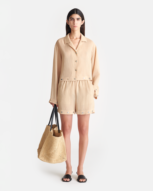 nanushka Dylla - Studded Gauze Shorts - Wax