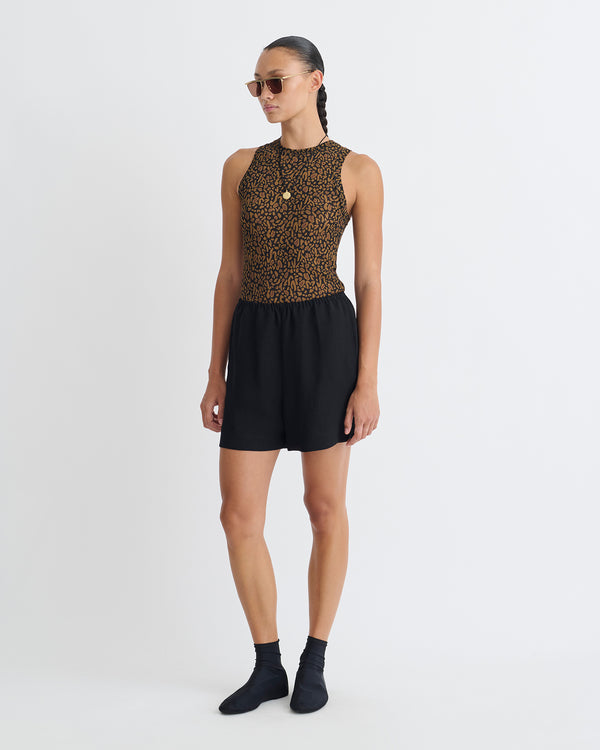 Nanushka Dylla - Tech Linen Belted Shorts - Black