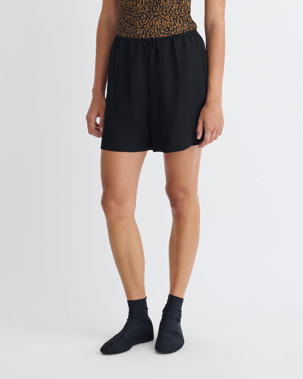 Nanushka Dylla - Tech Linen Belted Shorts - Black