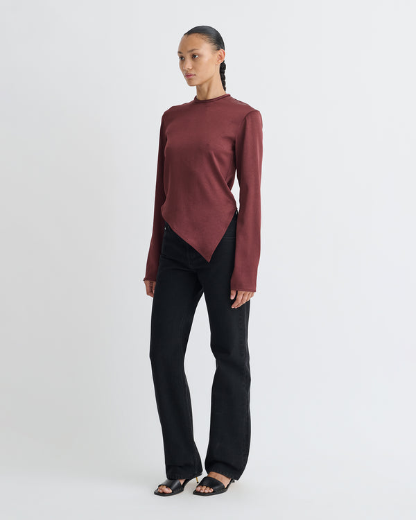 Nanushka Endah - Crisp Satin Top - Mahogany