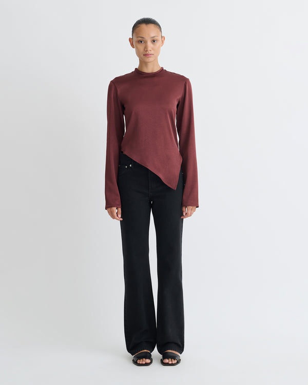 Nanushka Endah - Crisp Satin Top - Mahogany