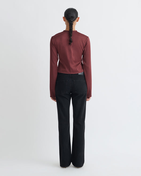 Nanushka Endah - Crisp Satin Top - Mahogany