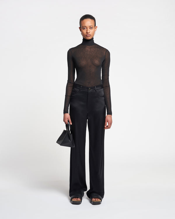 Nanushka Harri - Mesh-Jersey Turtleneck Top - Black