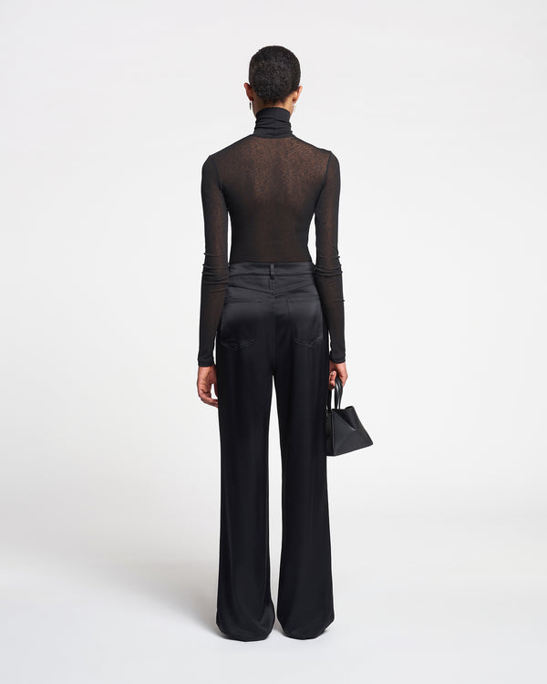 Nanushka Harri - Mesh-Jersey Turtleneck Top - Black