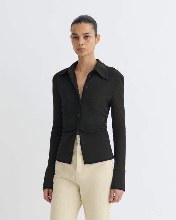 nanushka Idana - Mesh Jersey Shirt - Antracite/Black