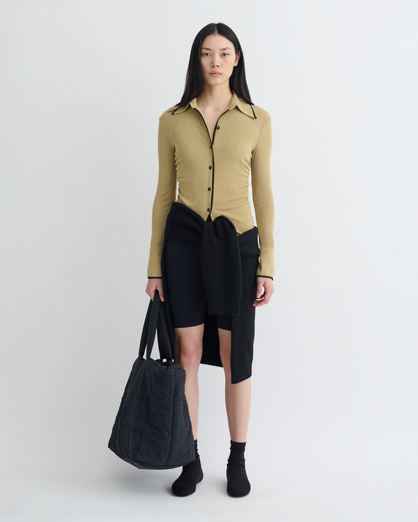 Nanushka Idana - Mesh Jersey Shirt - Sand/Anthracite