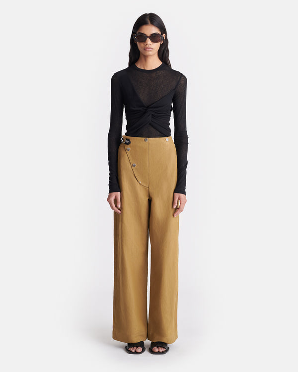 Nanushka Izolda - Draped Mesh Jersey Top - Black