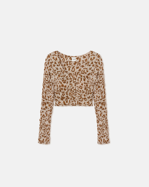 Nanushka Jylan - Seersucker Cotton Voile Top - Ocelot