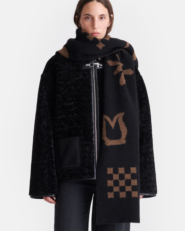 Nanushka Lance - Brushed Alpaca Scarf - Black/Brown