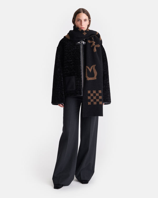 Nanushka Lance - Brushed Alpaca Scarf - Black/Brown