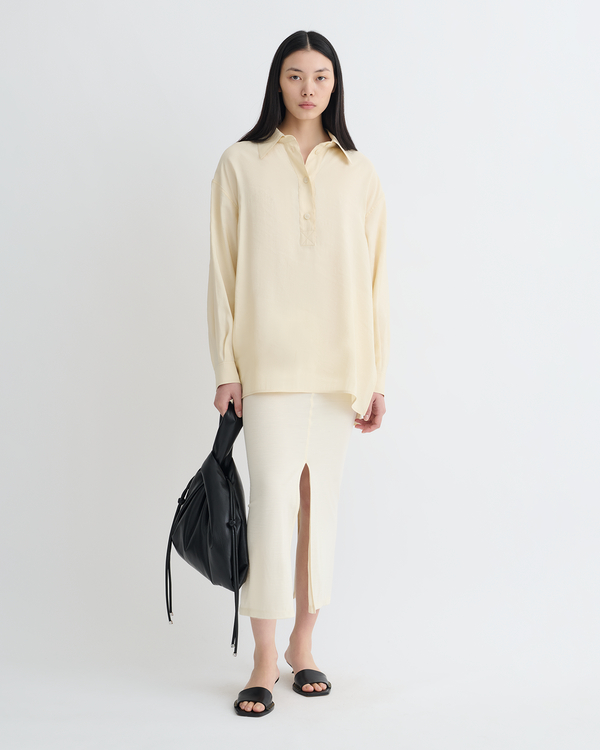 Nanushka Linka - Glass Poplin Shirt - Oat