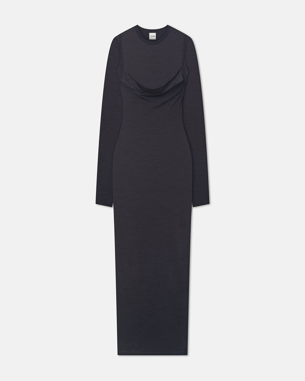 Nanushka Linora - Draped Wool Jersey Midi Dress - Grey