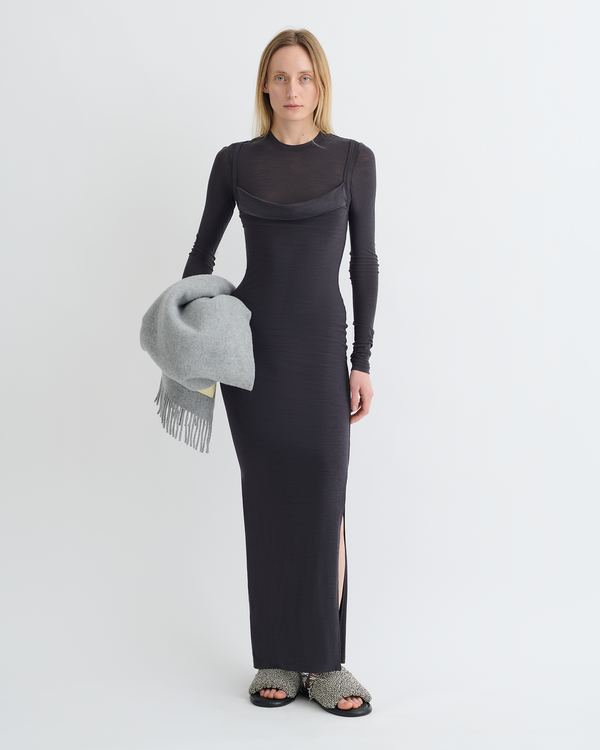 nanushka Linora - Draped Wool Jersey Midi Dress - Grey
