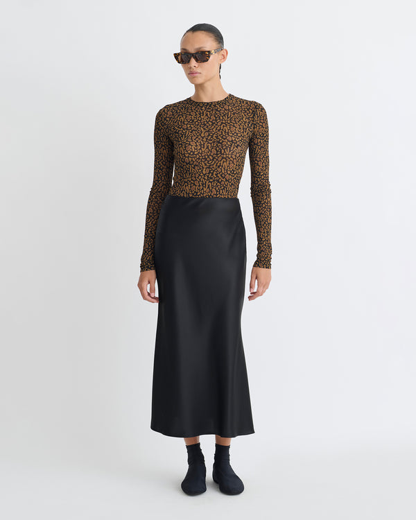 Nanushka Lymee - Mesh-Jersey Top - Brown Ocelot