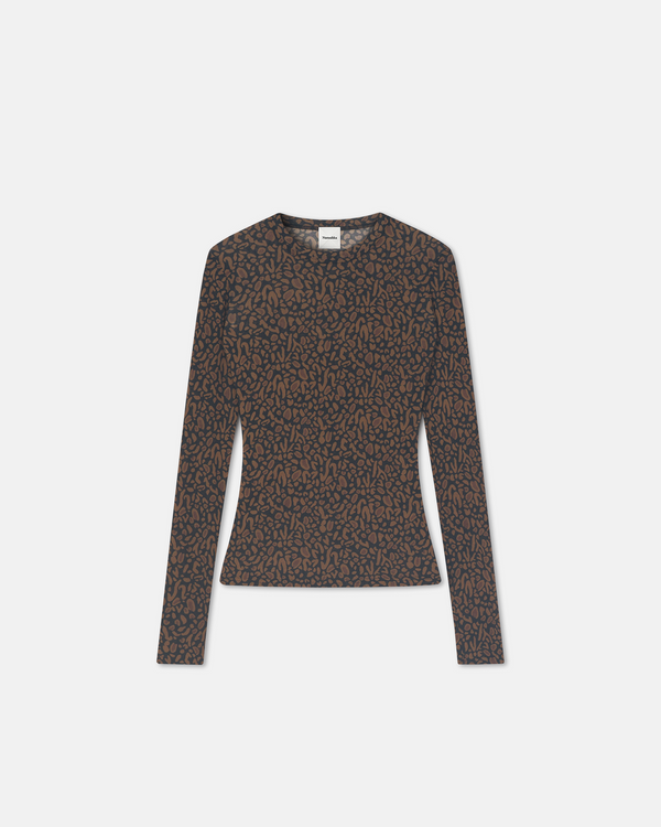 nanushka Lymee - Mesh-Jersey Top - Brown Ocelot
