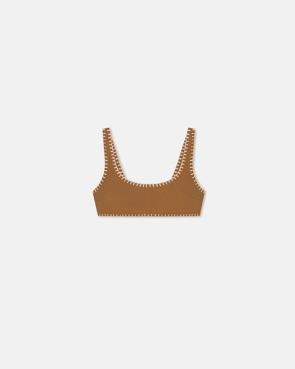 nanushka Malti - Crochet Bikini Top - Brown/Creme