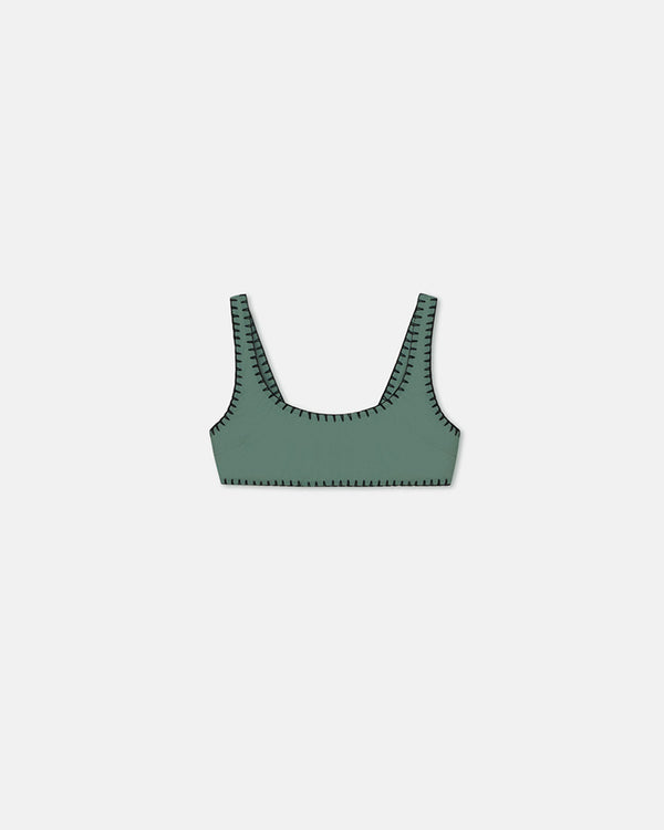 nanushka Malti - Crochet Bikini Top - Sea Green/Black