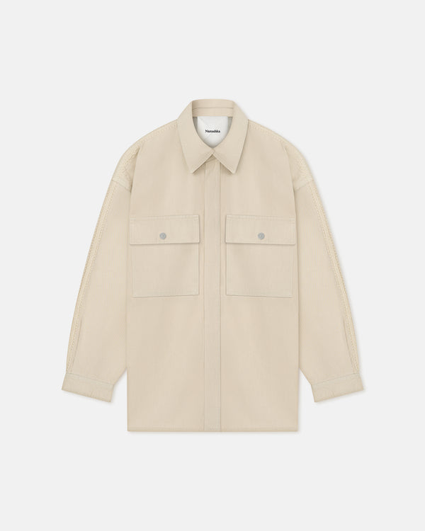 Nanushka Mariann - Oversized Denim Shirt - Beige