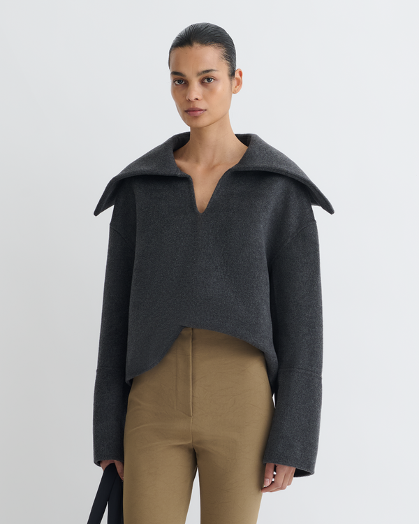 nanushka Maxe - Double Wool Jacket - Grey Melange