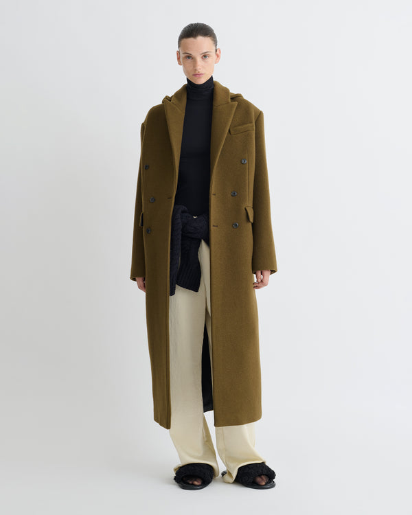 Nanushka Melva - Aged Felted Wool Coat - Wood