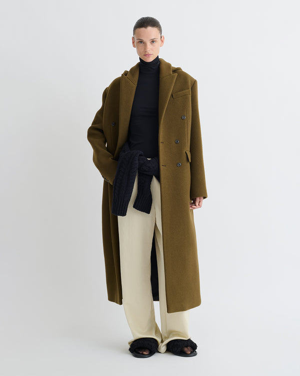 Nanushka Melva - Aged Felted Wool Coat - Wood