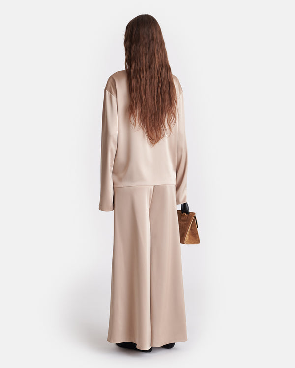 Nanushka Mencia - Slip Satin Polo-Neck Top - Dune