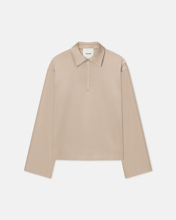 Nanushka Mencia - Slip Satin Polo-Neck Top - Dune