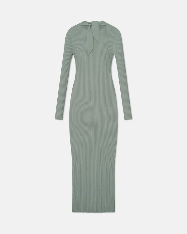 Nanushka Mirell - Fine Merino Rib Long Dress - Sage
