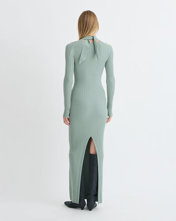 Nanushka Mirell - Fine Merino Rib Long Dress - Sage