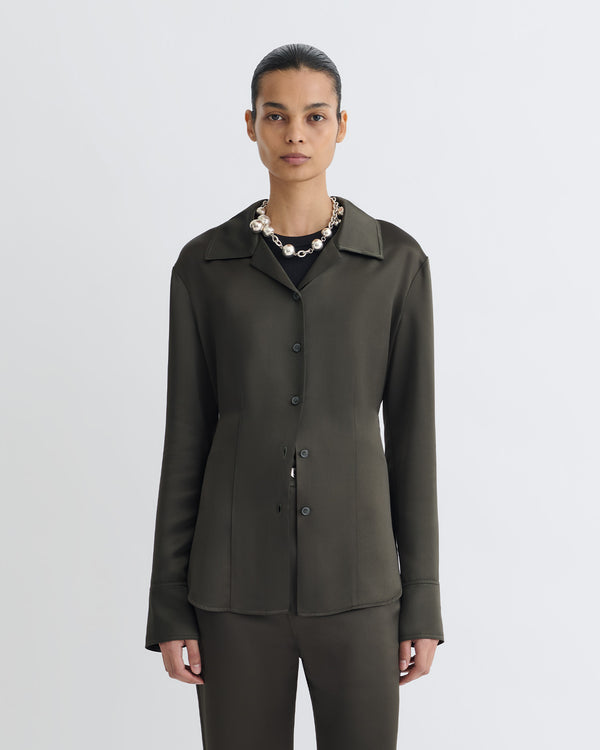 nanushka Nathalie - Slip Satin Shirt - Dark Green