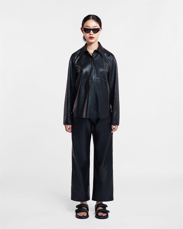 Nanushka Naum - Okobor™ Alt-Leather Shirt - Black