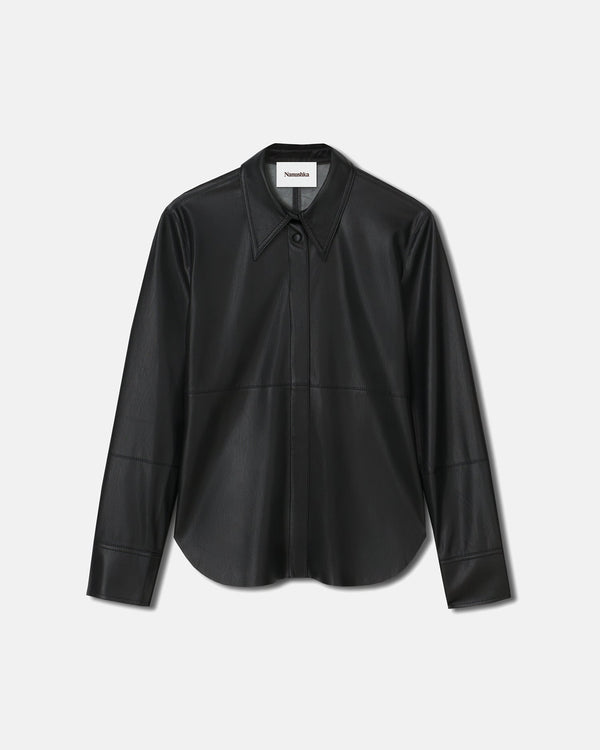 Nanushka Naum - Okobor™ Alt-Leather Shirt - Black