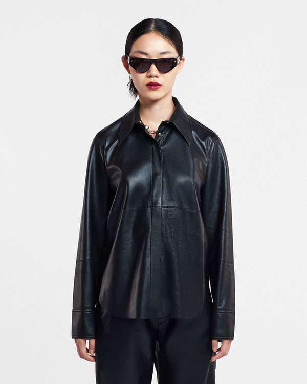 nanushka Naum - Okobor™ Alt-Leather Shirt - Black