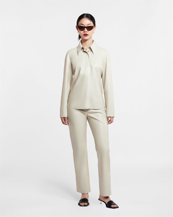 Nanushka Naum - Okobor™ Alt-Leather Shirt - Creme