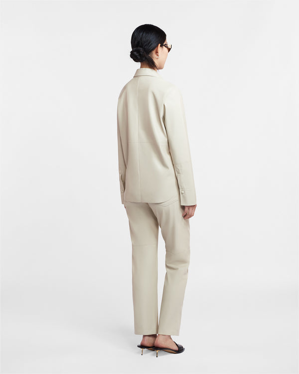 Nanushka Naum - Okobor™ Alt-Leather Shirt - Creme