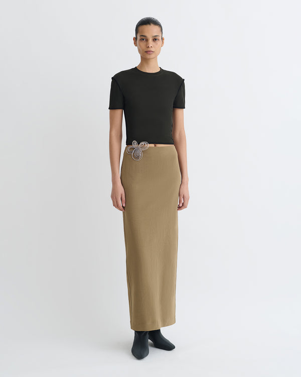 Nanushka Nya - Paper Jersey Midi Skirt - Brown