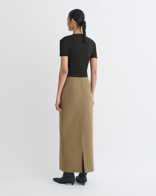 Nanushka Nya - Paper Jersey Midi Skirt - Brown