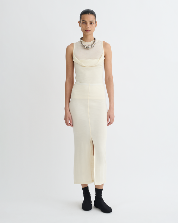 Nanushka Orien - Draped Wool Jersey Top - Creme