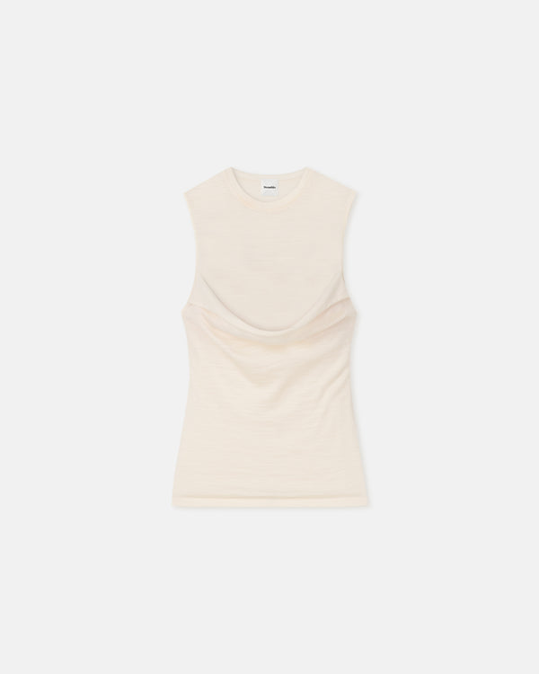 Nanushka Orien - Draped Wool Jersey Top - Creme